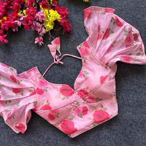 Artriddhs Verano Modal Boxy Blusa Media manga Estilo tradicional Impresión digital Longitud corta Tallas grandes para mujeres Fabricado - Product Image 1