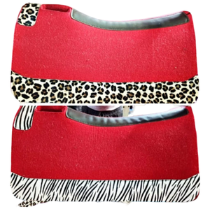 Qualité douce Premium Sports de plein air équestre Western Horse laine feutre tapis de selle Hairon léopard Design cuir équipement de cheval - Product Image 5