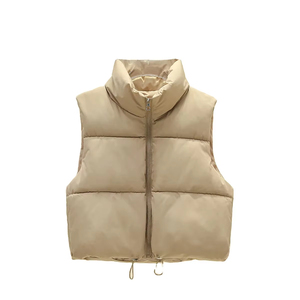 Gilet d'hiver en duvet pour femmes Veste courte en duvet Col montant Gilet épais et chaud Couleur solide Gilet sans manches en coton rembourré Vêtements d'extérieur - Product Image 2