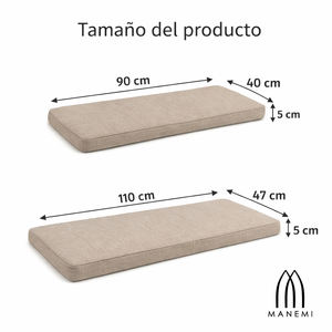 Coussin de banc long en mousse haute densité pour intérieur avec housse amovible et lavable à fermeture éclair – Rangement et supports pour chaussures - Product Image 3