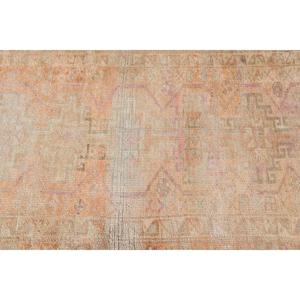 Turkish Vintage Rug 2.5x9.8 ft, Herki <b>Brown</b> Animal Print <b>Wool</b> Rug - Product Image 5