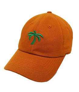 High Quality Orange Cotton Canvas Baseball Hats <b>Men</b> 6 Panels Unstructured Sport <b>Cap</b> <b>Flat</b> Custom Embroidery Logo Business Palm - Product Image 3
