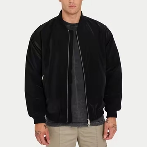 Fabricant OEM Vestes solides en nylon coupe-vent pour le printemps et l'automne Manteau athlétique noir à coupe ample avec fermeture éclair Blouson bombardier universitaire pour hommes - Product Image 1