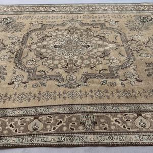 9.4x13 ft Oversize Vintage Rug, Turkish Rug, <b>Brown</b> Blue Oriental <b>Wool</b> Rug - Product Image 3