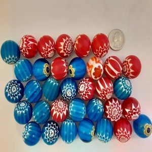 Cuentas de vidrio Millefiori hechas a medida, patrones y diseños surtidos con tema africano, cuentas decorativas de cristal rojo y azul - Product Image 2