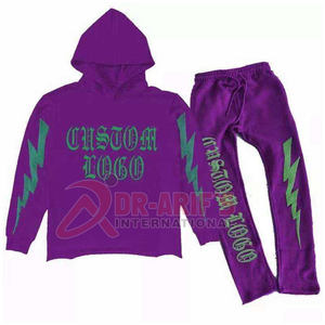 Venta al por mayor Hombres Patchwork Fleece 3D para Puff Imprimir Sudadera con capucha Pantalones de chándal a prueba de viento Invierno Gimnasio Ropa deportiva Conjunto de dos piezas Chándales - Product Image 4