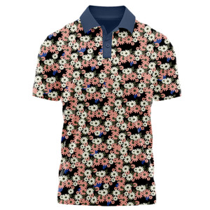 Chemise pour homme en tricot imprimé par sublimation personnalisée, spandex polyester, col classique, manches courtes, légère, design à boutons sur le devant - Product Image 2