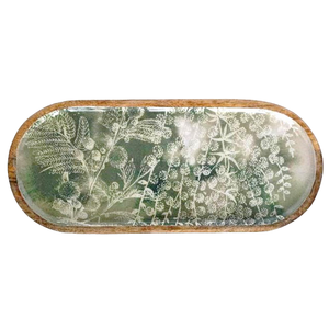 ถาดเสิร์ฟไม้มะม่วงธรรมชาติพิมพ์ลายเคลือบสำหรับโต๊ะอาหารอุปกรณ์รับประทานอาหารพาสต้าอาหารเช้าที่เสิร์ฟฟังก์ชันตกแต่ง - Product Image 1