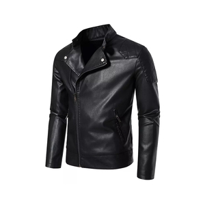Chaqueta de moto de piel sintética y original negra para hombre y mujer Chaqueta de cuero elegante para hombre - Product Image 1