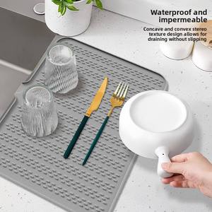 <b>Silicone</b> Kitchen Draining <b>Mat</b>-Non-Slip Heat-Insulating Dishes & Sink <b>Mat</b> with Modern Design - Product Image 4