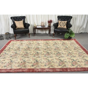 พรมขนแกะสไตล์ kilim ขนาดใหญ่6.9 x 10.1ft สีเบจคลาสสิกเป็นมิตรกับสิ่งแวดล้อมพรมเย็บปะติดปะต่อกันสไตล์ตุรกีห้องรับประทานอาหารยางขนาด10มม. - Product Image 2