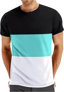 T-shirt décontracté bicolore pour homme Tissu tricoté 100% coton Motif solide Logo avant Design - Product Image 6