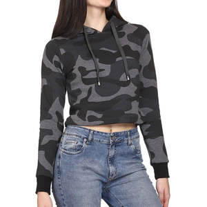 Dernière mode, sweat à capuche court pour femme, hiver, logo personnalisé imprimé sur le devant, streetwear, manches longues, vente en gros d'usine OEM - Product Image 3