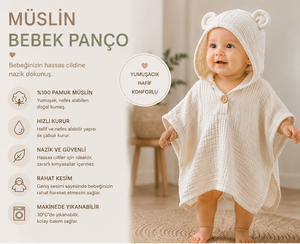 Serviette à capuche en mousseline pour enfants, 100% coton, douce et respirante, peignoir de plage, fournisseur direct de Denizli, Turquie, OEM - Product Image 2