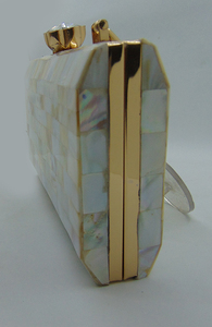 2022 New Party Fashion Wedding Bling <b>Clutch</b> Purse Evening Bag Women mother of pearl metal hand bag - Product Image 2