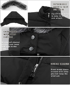 เสื้อโค้ทขนปลาปักเป้าหนาสำหรับผู้หญิง, เสื้อแจ็คเก็ตกันหิมะให้ความอบอุ่นพร้อมฮู้ดขนสัตว์แบบถอดได้สำหรับฤดูหนาว - Product Image 5