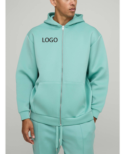 Sweat-shirt à capuche zippé en coton anti-plis, taille standard américaine, avec logo en relief, style décontracté, pour homme, coupe épaisse - Product Image 4