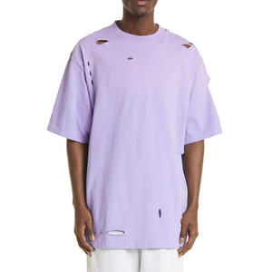 T-shirt à manches courtes surdimensionné de haute qualité, effet usé, grande taille, style streetwear estival, 100% coton respirant - Product Image 1