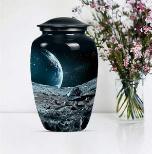 Vue de l'espace Urne funéraire Grande crémation commémorative pour les cendres humaines Urnes funéraires pour la forêt Urne noire Taille personnalisée - Product Image 4