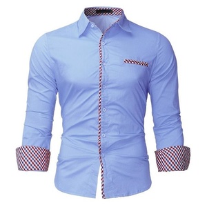 Nouvelle Chemise Habillée Décontractée pour Homme à Col Carré, Anti-Plis, avec Fermeture Éclair, en Flanelle Polyester/Coton 480g, Collection Printemps - Product Image 4