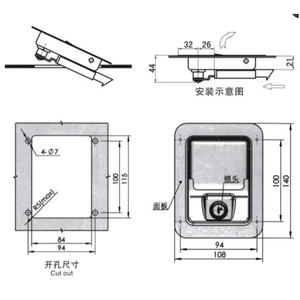 Kete RV Truck <strong>Panel</strong> Lock T Handle Toolbox <strong>Latch</strong> Paddle Industrial Cabinet <strong>Door</strong> Zinc Alloy Lock with Keys - Product Image 4