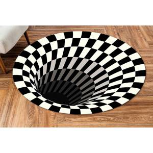 Alfombra de ilusión óptica, alfombra de ilusión óptica en blanco y negro, alfombra redonda suave, alfombra de chenilla - Product Image 1