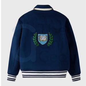 Nouvelle veste universitaire de baseball bleu foncé pour hommes et femmes, vêtements de sport d'hiver pour couples, streetwear, logo sur le devant, haute qualité - Product Image 2