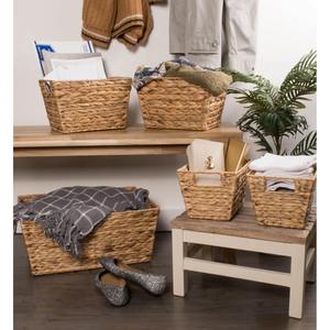 Panier en jacinthe d'eau à fond trapézoïdal, panier de rangement fait à la main, vente en gros, écologique, fabriqué au Vietnam - Product Image 6