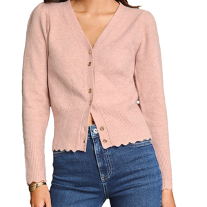 Fashion Cozy <b>Women</b> Soft Pink Cashmere Knit <b>Cardigan</b> Long Sleeve <b>Lightweight</b> Ladies Long Sleeves Plain Knit V-neck Thin Sweater - Product Image 4
