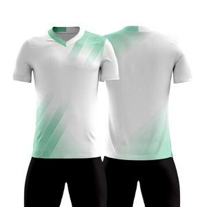 Ensemble de maillots de football personnalisés, uniforme de soccer imprimé par transfert thermique, respirant, short 100% polyester, tenue d'équipe, service OEM frontal - Product Image 1