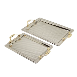 Plateau de service en bois décoratif de luxe avec poignées Plateau de service multifonctionnel pour fête, maison, hôtel et mariage - Product Image 6