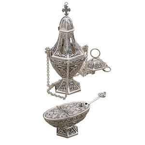 Turíbulo Aromático de Plata con Cadena, Turíbulo Religioso de Plata de Primera Calidad Utilizado en Rituales de Adoración en la Iglesia, Incensario, Quemador de Incienso Nuevo - Product Image 5