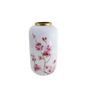 Florero de hierro de metal con pegatina de anillo esmalte latón color dorado jarrón de mesa de tamaño mediano para decoración del hogar - Product Image 4