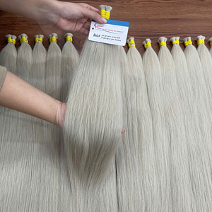 PRODUIT TOP!!! Extension de cheveux en vrac colorée prix de gros de l'usine texture droite naturelle grade 12A cheveux en vrac vietnamiens - Product Image 2