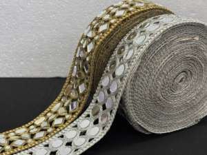 Dentelles brodées à la main avec des perles et des fils métalliques, garniture décorative sexy pour vêtements et bordures textiles - Product Image 5