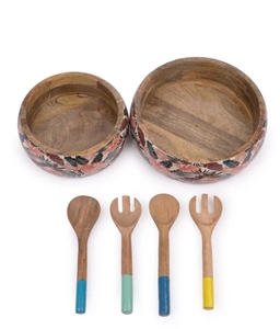 ชุดชามสลัดที่สง่างามชามไม้มะม่วงขนาดใหญ่พร้อมที่คีบสลัดพาสต้าผลไม้ที่เข้ากันเซิร์ฟเวอร์สลัด - Product Image 4