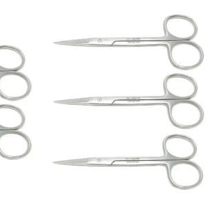 กรรไกรตัดม่านตาแบบแมนนวล 5 ชิ้น ขนาด 4.5 นิ้ว ทำจากสแตนเลสสตีล สำหรับการผ่าตัด/การแพทย์/สัตวแพทย์ ใช้ซ้ำได้ ดีไซน์รักษ์โลก - Product Image 1
