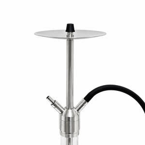 Ensemble de pipe à eau en acier inoxydable de qualité supérieure avec base en verre, un seul tuyau, finition argentée, boîte cadeau pour la vente en gros - Product Image 4