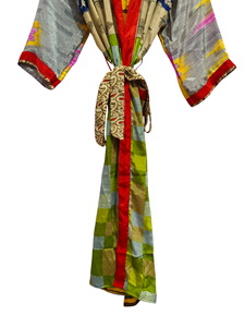 ชุดคลุมบิกินี่กิโมโนสุดหรูสำหรับฤดูร้อนชุดคลุมสำหรับกลางคืนชุดคลุมยาวทำด้วยมือสไตล์อินเดียผ้าไหมส่าหรี - Product Image 2