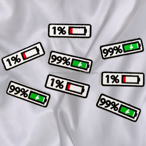 Low <b>Battery</b> and Full <b>Battery</b> Embroidered Iron On Patch for Clothing Bags and Accessories - Product Image 2