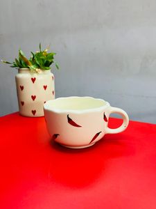 Tasse à café en céramique avec design piment rouge blanc et rouge parfait pour les amateurs de café thé micro-ondes coffre-fort maison bureau cadeau café - Product Image 2