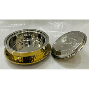 Chauffe-plats martelé en métal de table Vente à chaud Casserole design de forme ronde Pot en métal décoratif fini or - Product Image 2