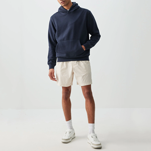 Sudadera con Capucha forrada de lana sólida para hombre con bolsillo de canguro Diseño de hombro caído Sudaderas con capucha duraderas - Product Image 6