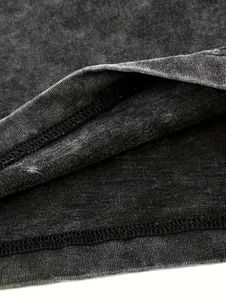 Nouveauté en gros, t-shirts pour hommes en coton 100 %, tricot uni, lavage à l'acide, noir, impression personnalisée sur le devant, manches courtes, coupe classique - Product Image 4