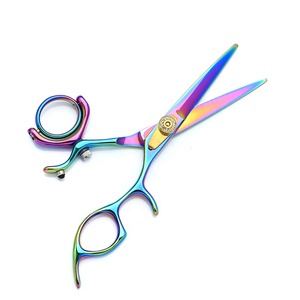 Tijeras de corte de peluquería multicolor de acero inoxidable 440C de alta calidad, tijeras giratorias para peluquero de ASI - Product Image 3
