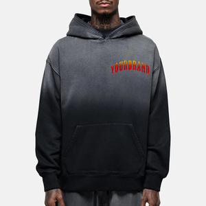 2025 nouveau arrivé sur mesure lavage à l'acide surdimensionné en détresse Streetwear pull à capuche goutte épaule poids lourd hommes sweats à capuche - Product Image 4