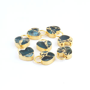 Mohave – pendentif en apatite cuivre turquoise, serrure à cœur, connecteur, petit cœur, bricolage, breloques simples, fabrication de bijoux, vente en gros - Product Image 4