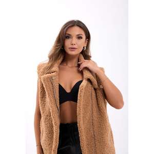 Chaleco de Felpa Color Camel 6719 para Usar como Prenda Exterior - Product Image 4