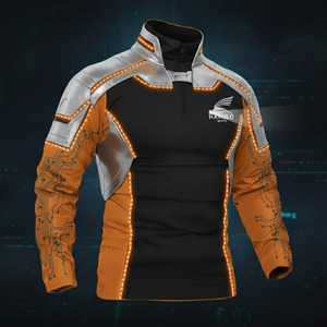 Service OEM, logo personnalisé, t-shirt de compression de sport à manches longues, 100% coton, motif uni - Product Image 2