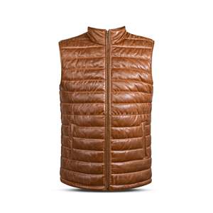 Chaleco Acolchado de Piel de Cordero Color Mostaza para Mujer SF006, Ropa de Invierno, Estilo Vintage con Bordado, Forro de Piel, Relleno de Algodón, PU - Product Image 3